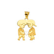 14K Yellow Gold Boy and Girl Kissing Pendant