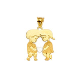 14K Yellow Gold Boy and Girl Kissing Pendant