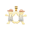 14K Tricolor Gold Two Boys Pendant