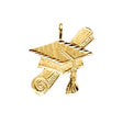 14K Yellow Gold Graduation Cap and Diploma Pendant