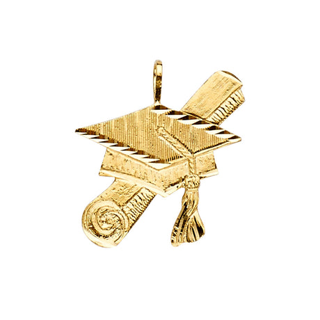 14K Yellow Gold Graduation Cap and Diploma Pendant