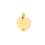 14K Yellow Gold CZ Engravable Heart Pendant