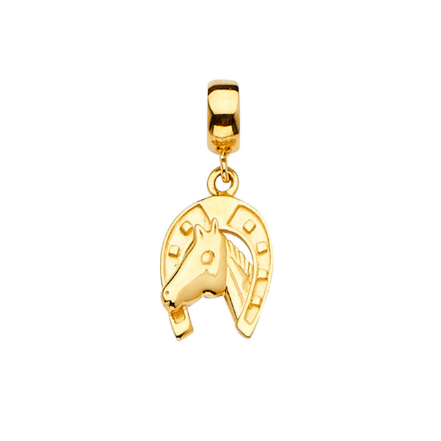 14K Yellow Gold Horse Head Horseshoe Charm