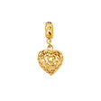 14K Yellow Gold Filigree Heart Charm