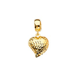 14K Yellow Gold Diamond-Cut Puff Heart Charm