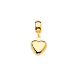 14K Yellow Gold Puff Heart Charm