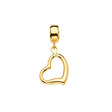 14K Yellow Gold Open Heart Charm