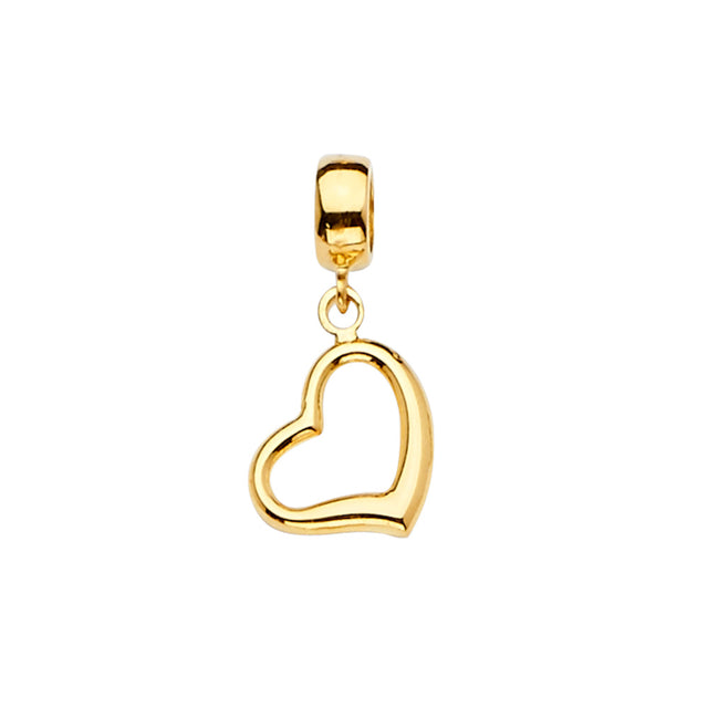 14K Yellow Gold Open Heart Charm