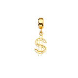 14K Yellow Gold Dollar Sign Charm