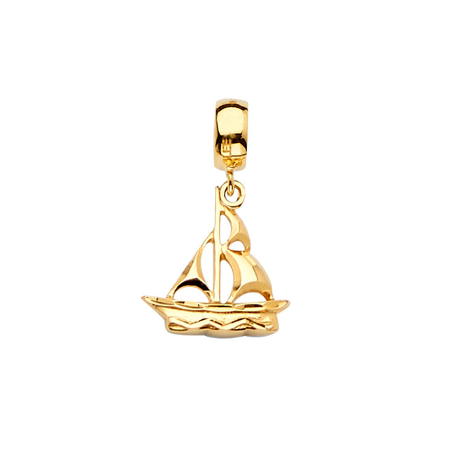 14K Yellow Gold Sailboat Charm