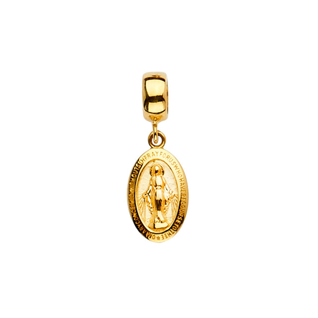 14K Yellow Gold Virgin Mary For Mix&Match Bracelet Pendant