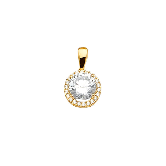 14K Yellow Gold CZ / Set Pendant