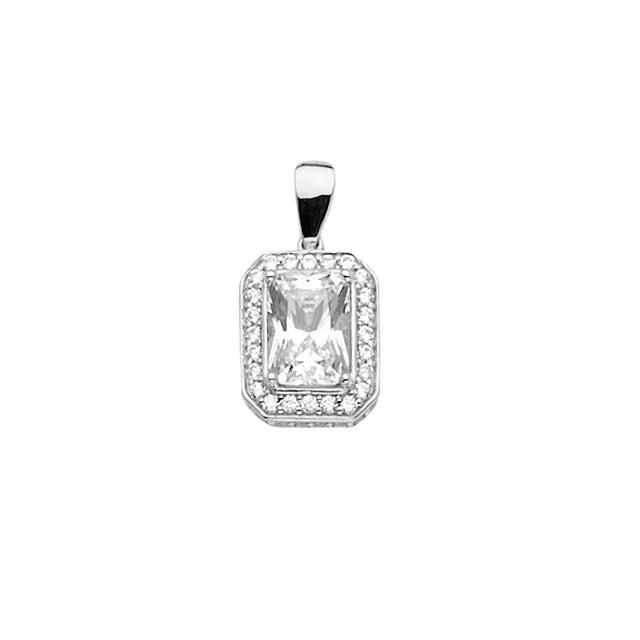 Halo Solitaire White Emerald-Cut