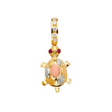 14K Tricolor Gold Turtle Pendant