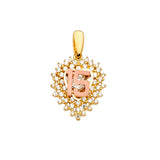 14K Yellow Gold CZ 2Tone 15Years / Half Set Pendant