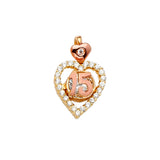 14K Yellow Gold CZ 2Tone 15Years / Half Set Pendant