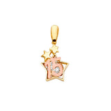 14K Yellow Gold CZ 2Tone 15Years / Half Set Pendant