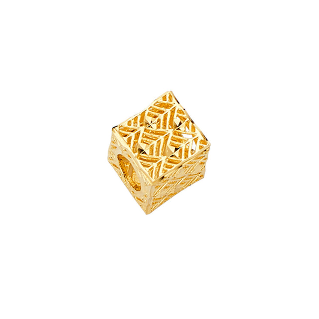 14K Yellow Gold Filigree Dice Slider