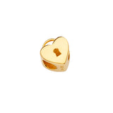 14K Yellow Gold Heart Lock Slider