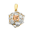 14K Yellow Gold 3Color 15 Years Flower Pendant