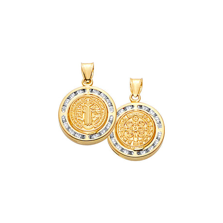 14K Yellow Gold Double-Sided San Benito Round Medal Pendant