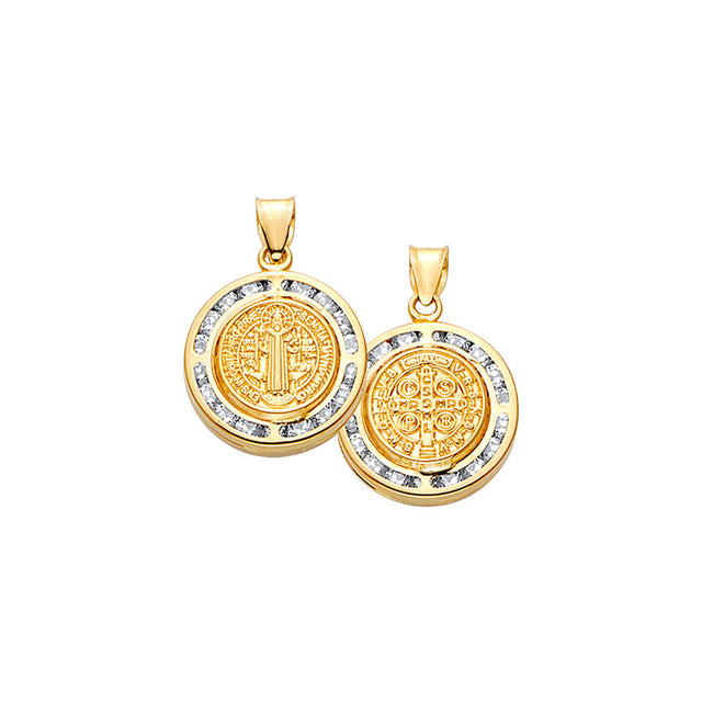 14K Yellow Gold Double-Sided San Benito Round Medal Pendant