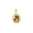 14K Yellow Gold Guadalupe Oval Mother-of-Pearl Medal