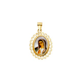 14K Yellow Gold Guadalupe Oval Mother-of-Pearl Medal