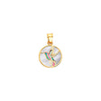 14K Yellow Gold Hummingbird Round Medal on Mother-of-Pearl