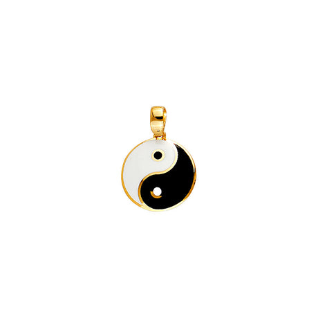 14K Yellow Gold Enamel Yin-Yang Medal Pendant