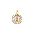 14K Tricolor Gold Nuestra Boda Guadalupe Round Pendant