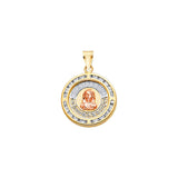 14K Tricolor Gold Nuestra Boda Jesus Round Pendant