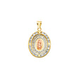 14K Tricolor Gold Nuestra Boda Guadalupe Oval Pendant