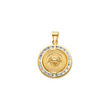 14K Yellow Gold Round Medusa Pendant