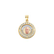 14K Tricolor Gold CZ Round 15 Anos W/Guadaupe Pendant