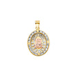 14K Tricolor Gold CZ Oval 15 Anos Pendant