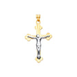 14K Two-Tone Gold Diamond-cut Cross with Jesus Pendant