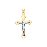 14K Two-Tone Gold Diamond-cut Cross with Jesus Pendant