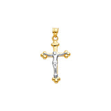 14K Two-Tone Gold Cross With Jesus Pendant