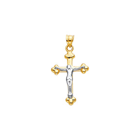 14K Two-Tone Gold Cross With Jesus Pendant