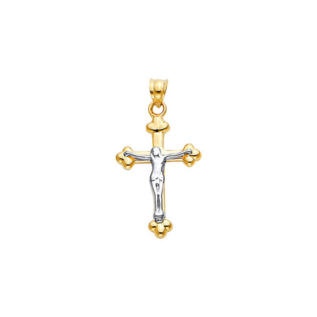 14K Two-Tone Gold Cross With Jesus Pendant
