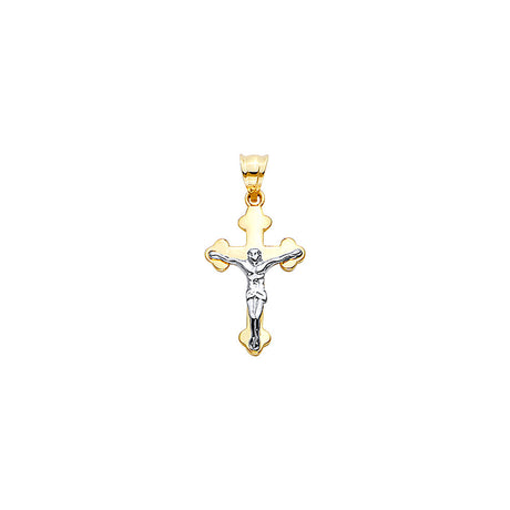 14K Two-Tone Gold Cross With Jesus Pendant