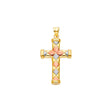 14K Tricolor Gold Fancy Cross Pendant