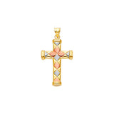 14K Tricolor Gold Fancy Cross Pendant