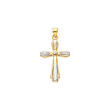 14K Tricolor Gold Fancy Cross Pendant