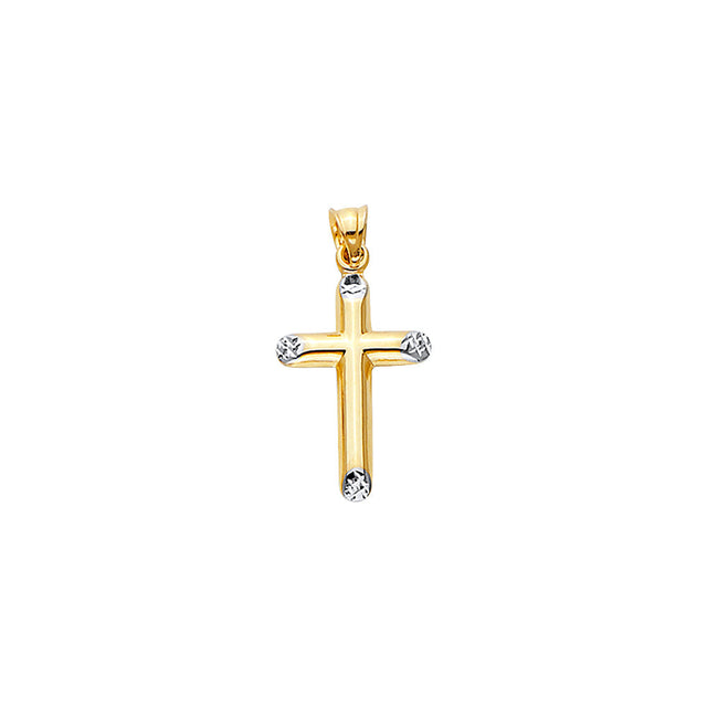 14K Two-Tone Gold Fancy Cross Pendant