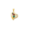 14K Yellow Gold Family Birthstone Heart Pendant