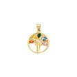14K Yellow Gold Family Birthstone Tree Pendant