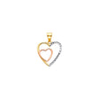 14K Tricolor Gold Diamond-Cut Double Heart Pendant