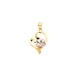 14K Tricolor Gold Heart with Hawaiian Flower Pendant